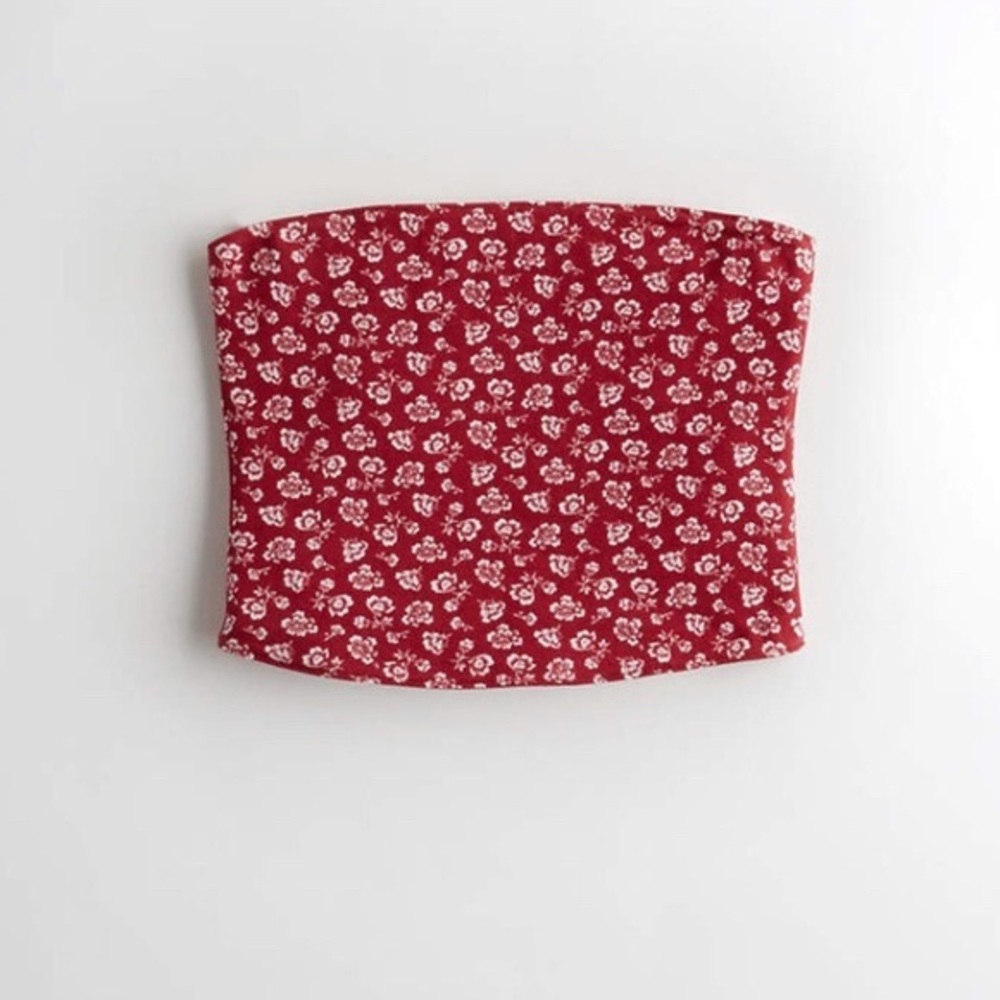 Red Floral reversible tube top